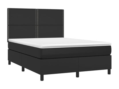 Base per letto LED in similpelle nera, 140 x 190 cm