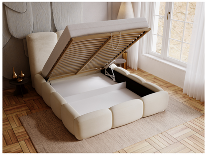 Letto imbottito in velluto verde