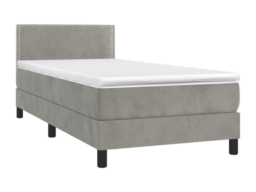 Base per letto in velluto grigio a LED, 100 x 200 cm