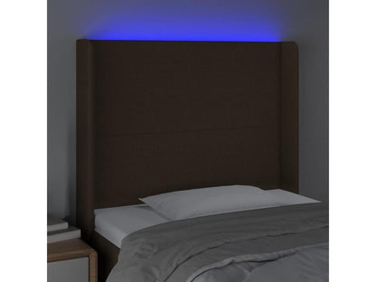 Testiera in tessuto marrone a LED, 103 x 16 x 118/128 cm