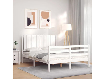 Struttura letto in legno massello bianco con testiera