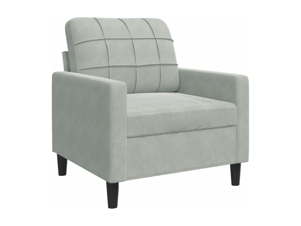 Set di divani in velluto grigio da 3 pezzi con cuscini