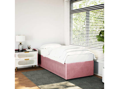 Struttura letto in velluto rosa, 90 x 190 cm