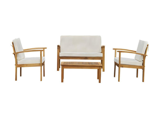 Set di mobili da esterno leggeri e naturali