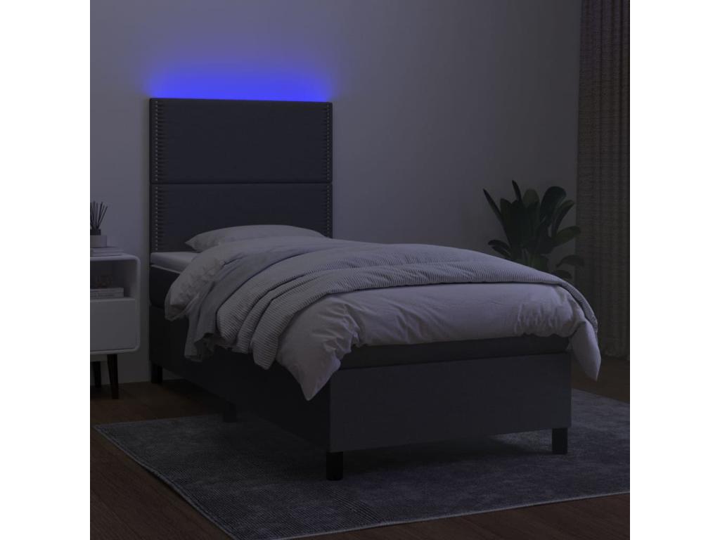 Base per letto LED grigia, 100 x 200 cm