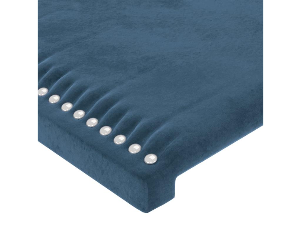 Set di 4 testiere in velluto blu, 100 x 5 x 78/88 cm