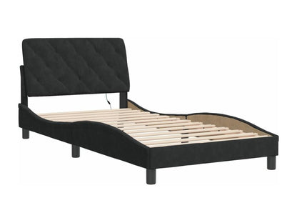 Struttura del letto in velluto nero a LED