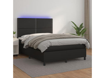 Base per letto LED in similpelle nera, 140 x 190 cm
