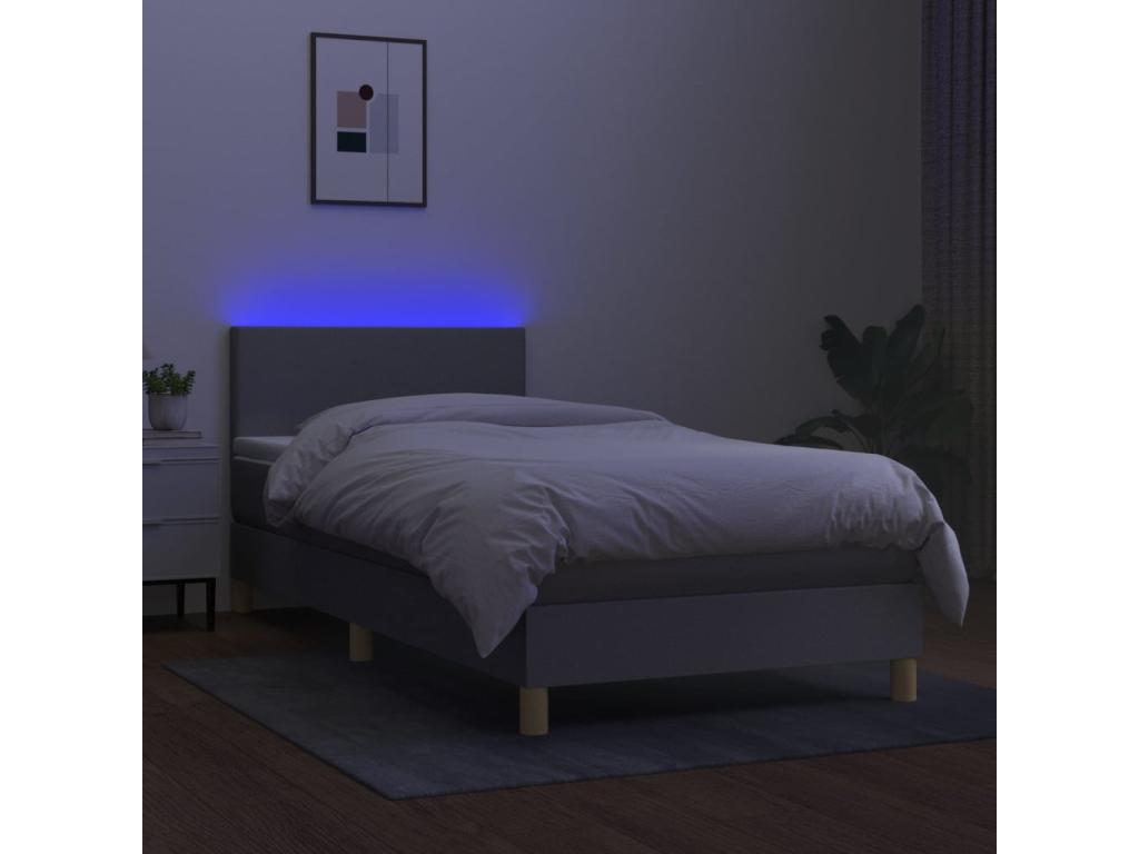 Base per letto LED grigia, 90 x 200 cm
