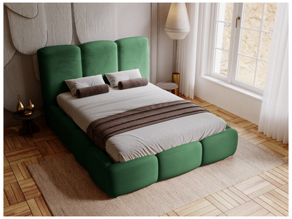 Letto imbottito in velluto verde