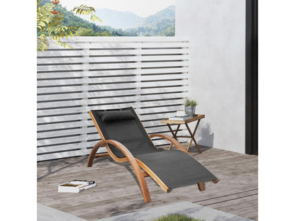 Chaise longue in legno massello nero