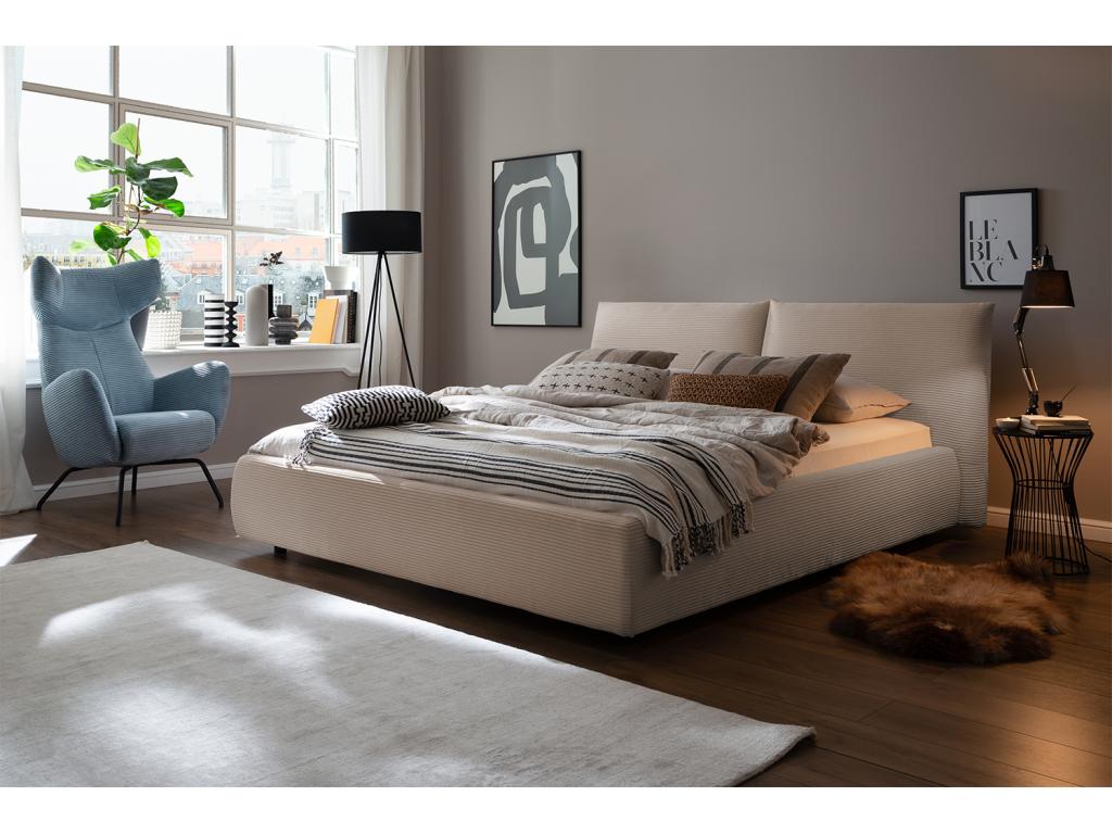 Letto in velluto color talpa