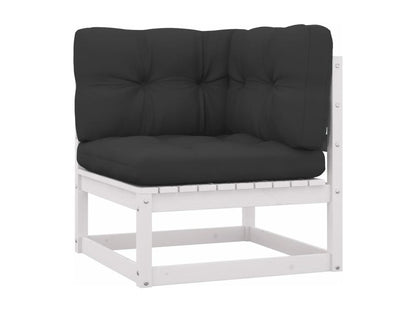 Set di mobili da esterno in legno massello di pino bianco da 9 pezzi con cuscini