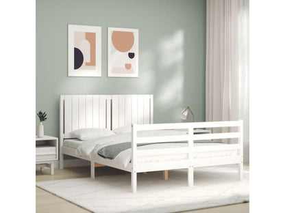 Struttura letto in legno massello bianco con testiera