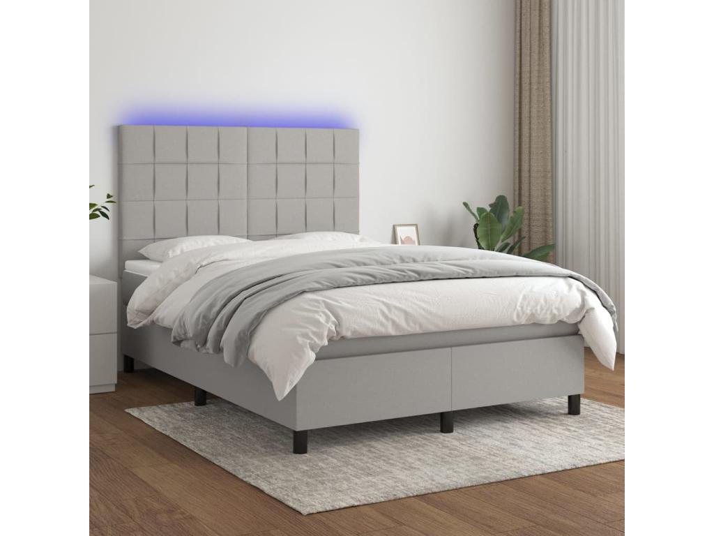 Base per letto in tessuto grigio a LED, 140 x 200 cm