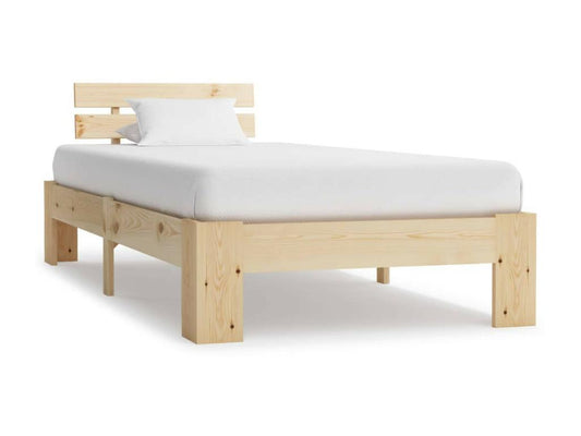 Letto in legno massello di pino naturale chiaro