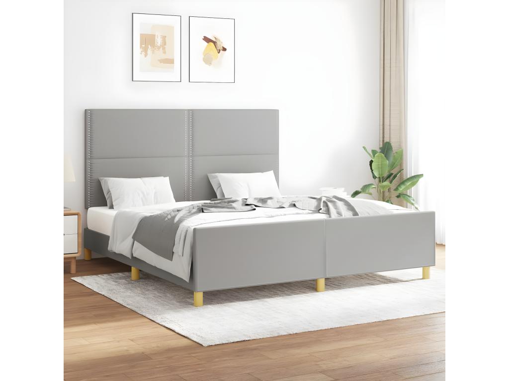 Struttura letto in tessuto grigio, 160 x 200 cm