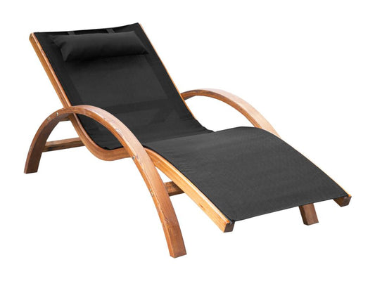 Chaise longue in legno massello nero