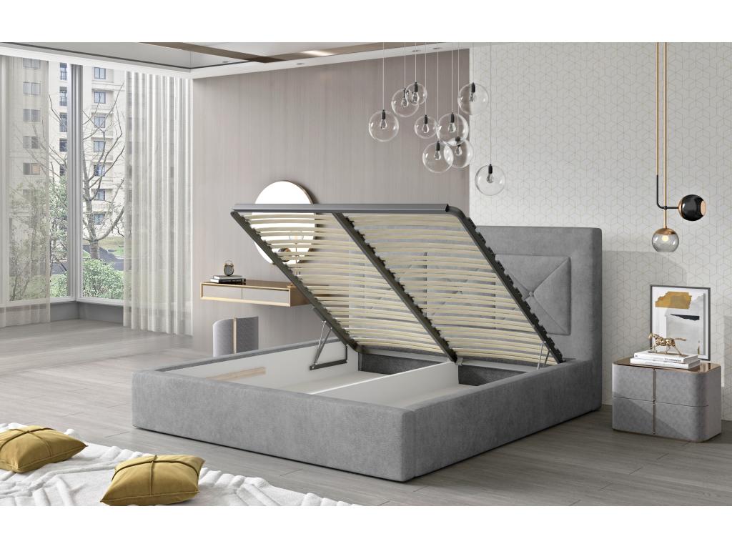 Letto imbottito in tessuto nero