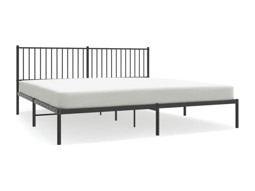 Struttura letto in metallo nero con testiera, 200 x 200 cm