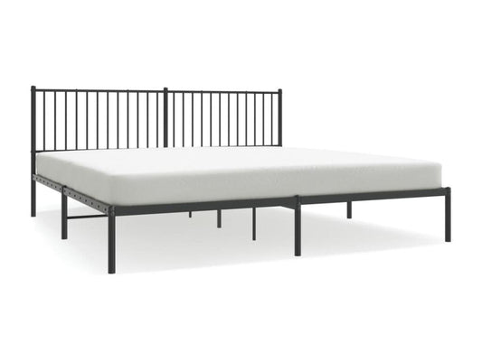 Struttura letto in metallo nero con testiera, 200 x 200 cm