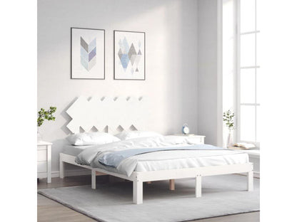 Struttura letto in legno massello bianco con testiera, 120 x 200 cm