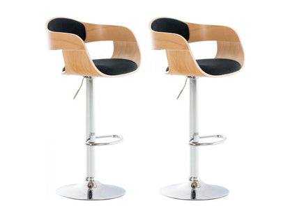 Set di 2 sgabelli da bar in tessuto naturale/nero chiaro