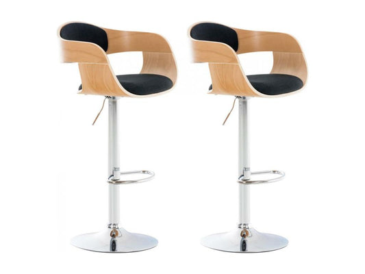 Set di 2 sgabelli da bar in tessuto naturale/nero chiaro