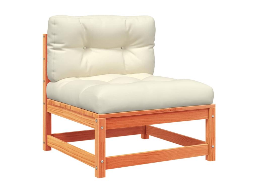 Set di mobili da esterno in legno massello di pino marrone da 8 pezzi con cuscini