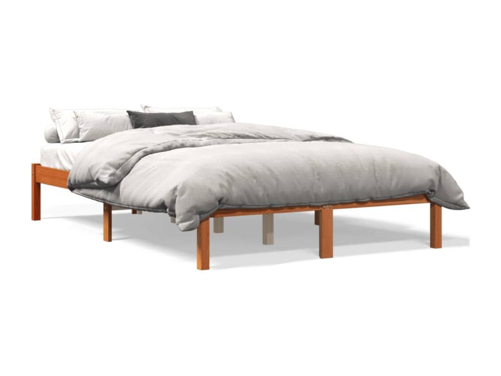 Struttura del letto in legno massello di pino marrone