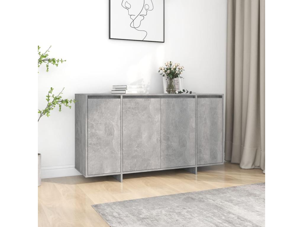 Credenza in legno ingegnerizzato grigio, 135 x 41 x 75 cm