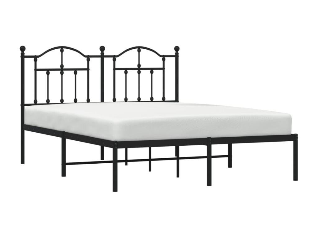 Struttura letto in metallo nero con testiera, 135 x 190 cm