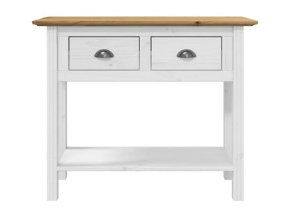 Tavolo consolle in legno massello di pino marrone, 90 x 34,5 x 73 cm