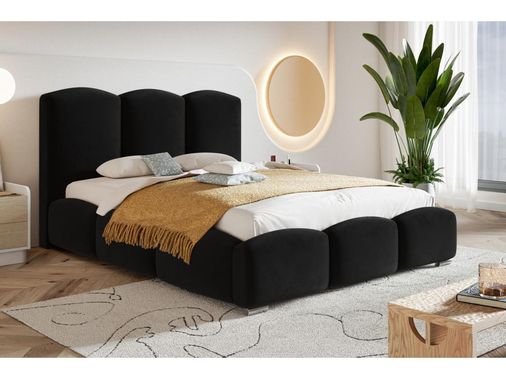 Testiera imbottita nera, 160 x 200 cm