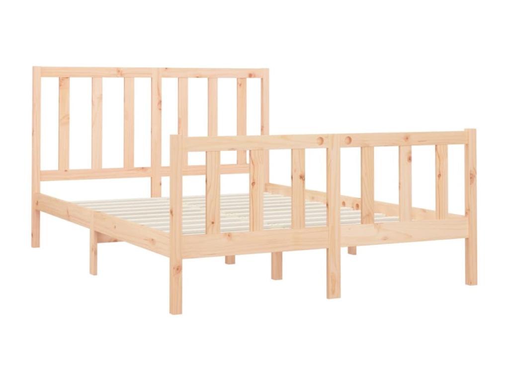 Struttura letto in legno massello di pino marrone, 140 x 190 cm