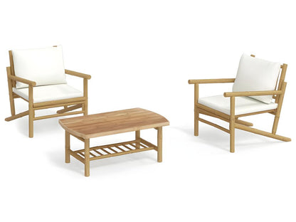 Set di mobili da esterno marroni da 3 pezzi con cuscini