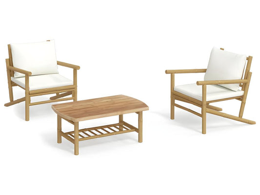 Set di mobili da esterno marroni da 3 pezzi con cuscini