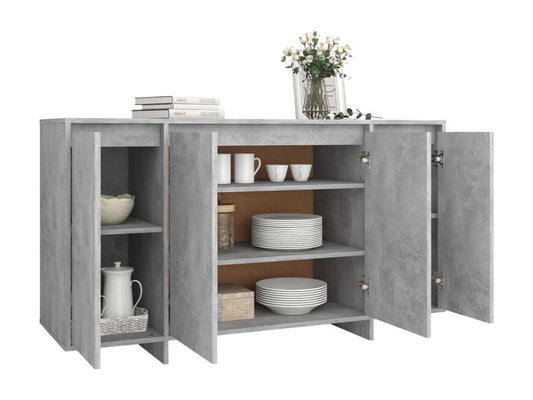Credenza in legno ingegnerizzato grigio, 135 x 41 x 75 cm