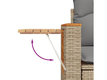 Set di mobili da esterno in resina intrecciata beige da 10 pezzi con cuscini