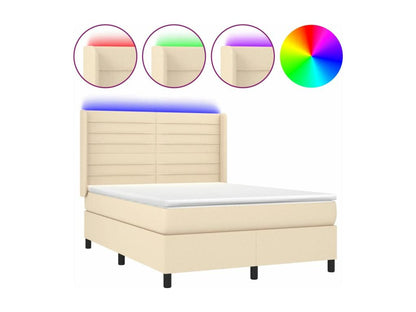 Base per letto in tessuto color crema a LED, 140 x 200 cm