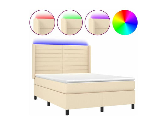 Base per letto in tessuto color crema a LED, 140 x 200 cm