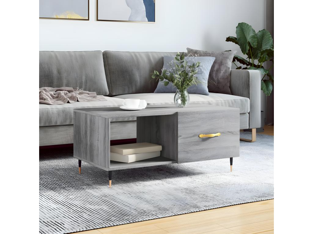 Tavolino da caffè in legno ingegnerizzato grigio, 90 x 50 x 40 cm