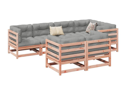 Set di mobili da esterno in legno massello marrone da 7 pezzi