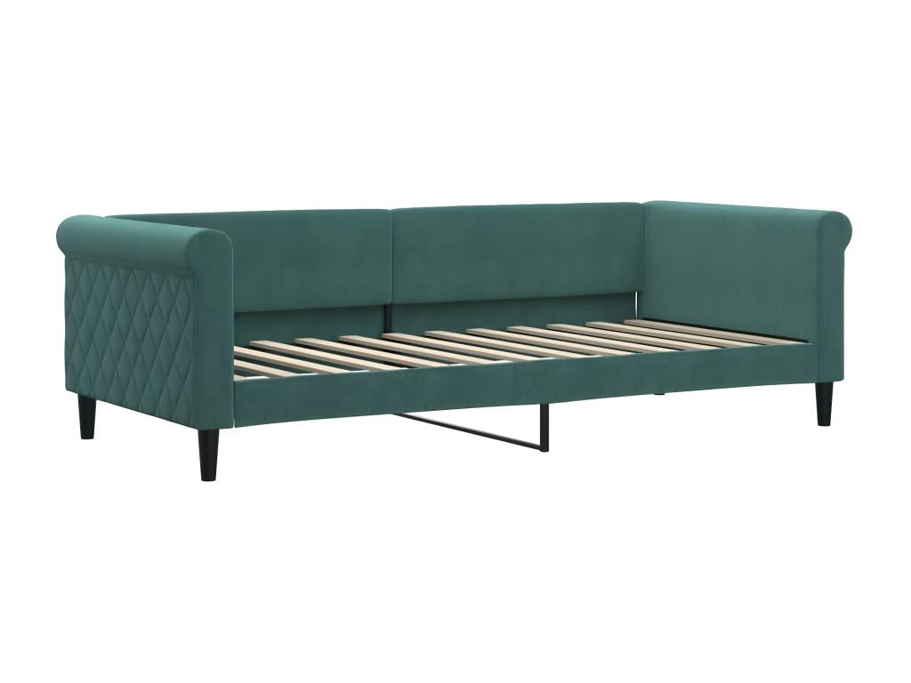 Letto in velluto verde, 90 x 200 cm