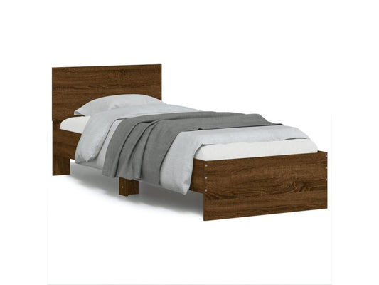 Struttura letto marrone con testiera, 90 x 200 cm