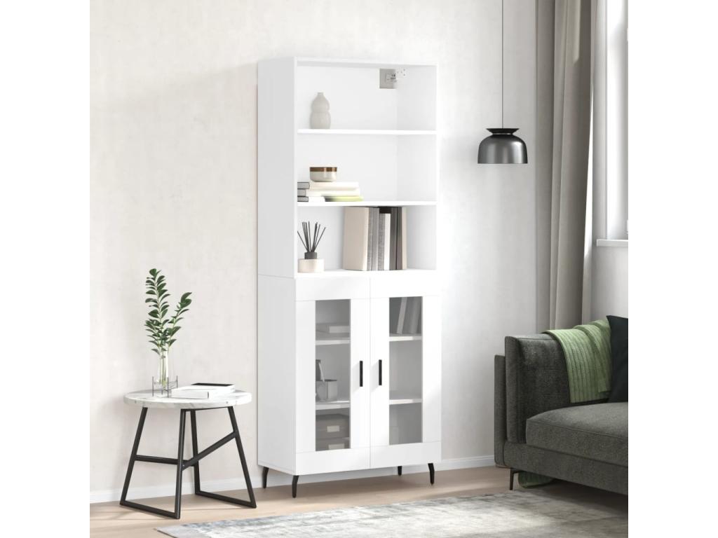 Credenza in legno ingegnerizzato bianco, 69,5 x 34 x 180 cm