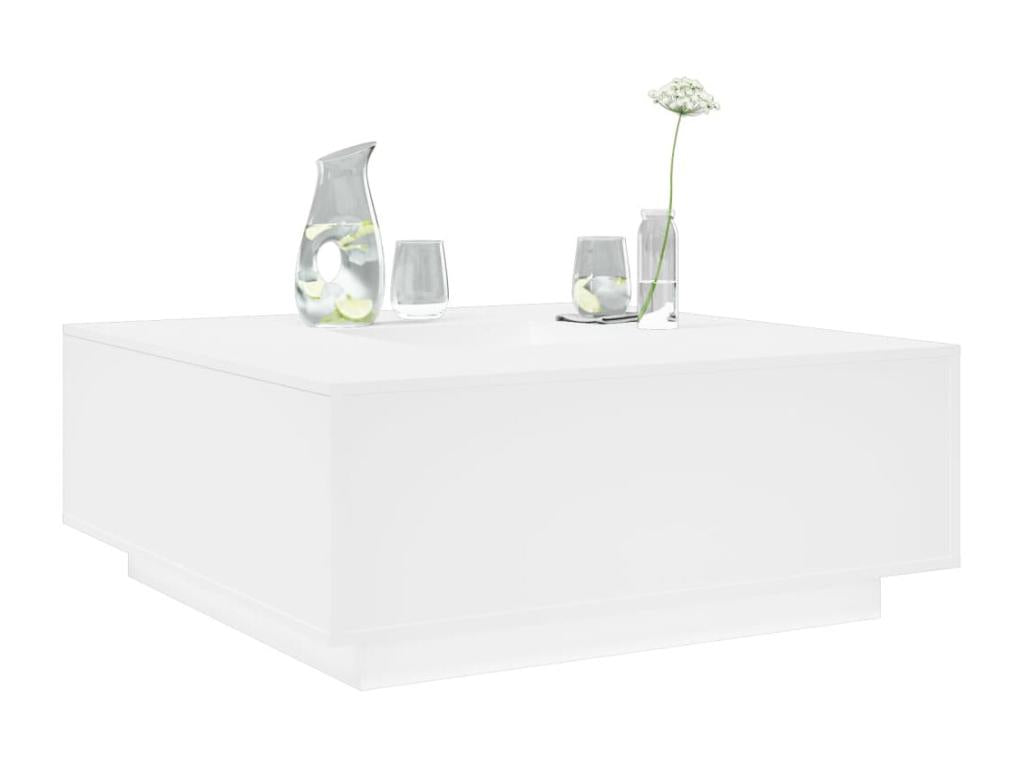 Tavolino da caffè in legno ingegnerizzato bianco, 100 x 100 x 40 cm