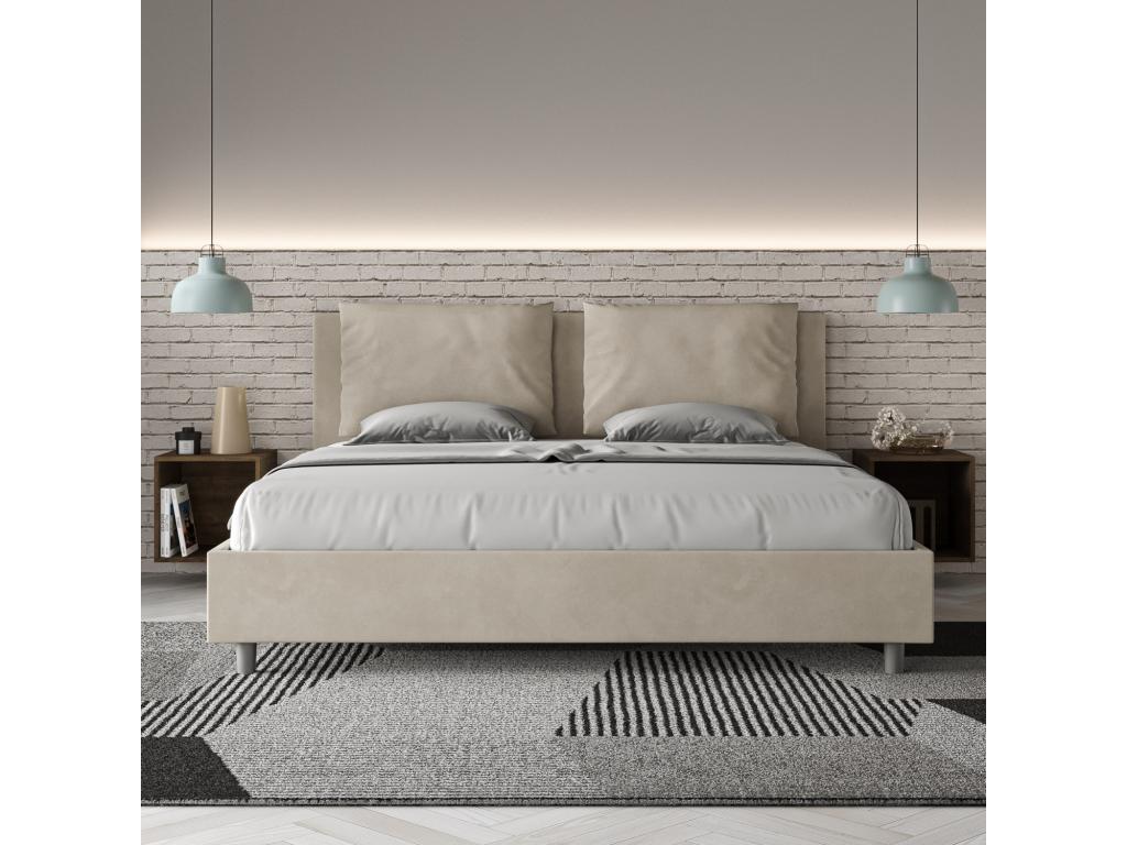 Base per letto imbottita beige