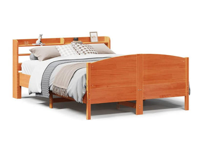 Struttura letto in legno massello di pino marrone, 135 x 190 cm