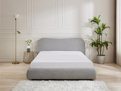 Letto in tessuto grigio chiaro, 160 x 200 cm